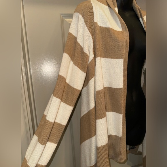 MOSSIMO Brown Cream Striped Cardigan Sweater size XL - Picture 5 of 12